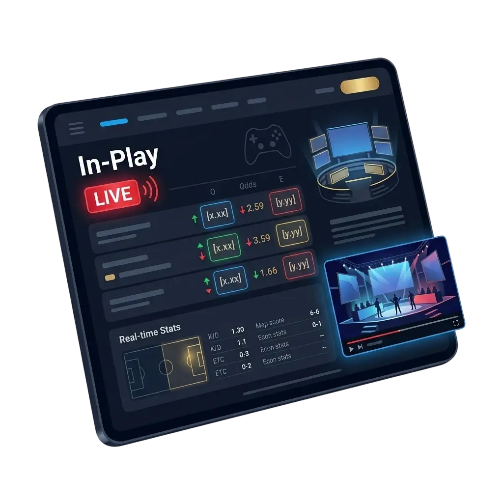 Live eSports betting interface on SportyBet