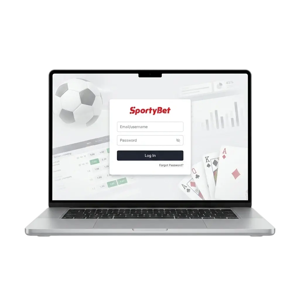 SportyBet login form on website and mobile app