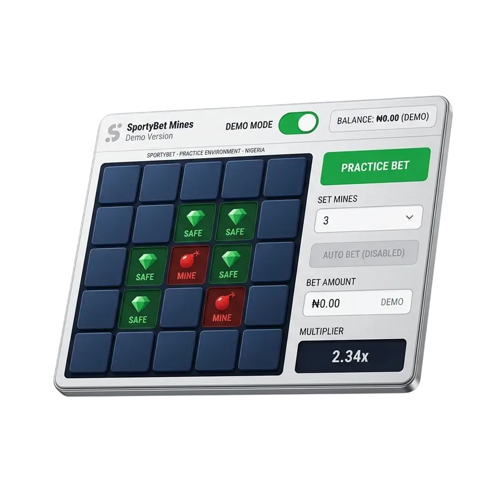 Mines game interface on SportyBet casino lobby