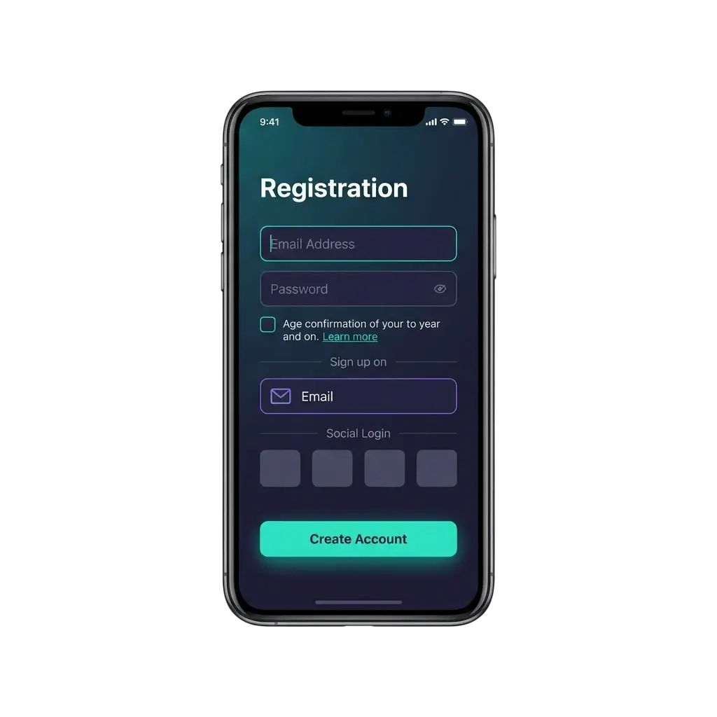 SportyBet mobile app registration screen