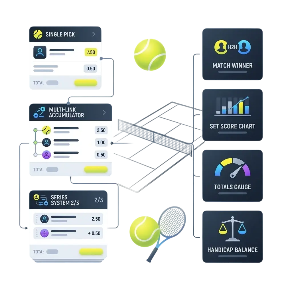 Tennis betting types and markets on SportyBet